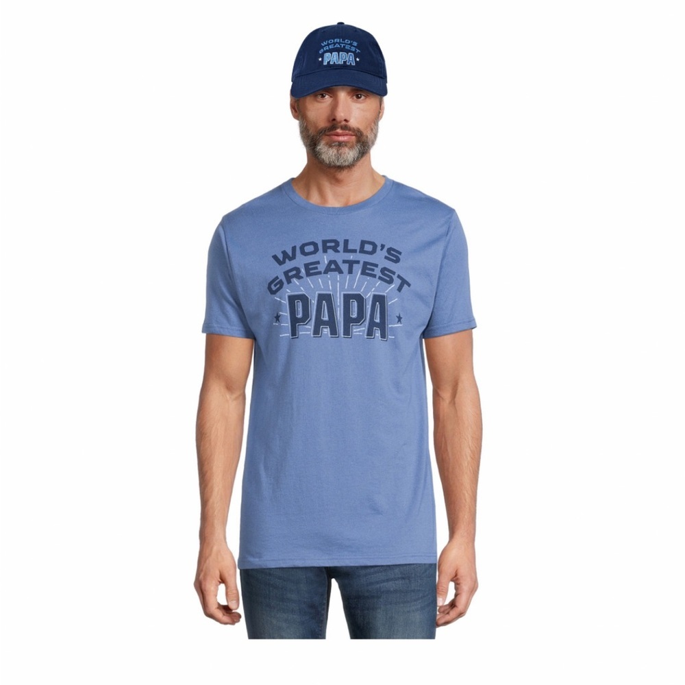 Blue World's Greatest Papa T-Shirt and Cap Set
